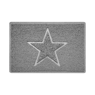 Image of Nicoman Star Embossed Shape Entrance Door Mat Dirt Trapper Jet Washable Non Slip Doormat Indoor or Outdoor (Small, Grey, 60 x 40cm)