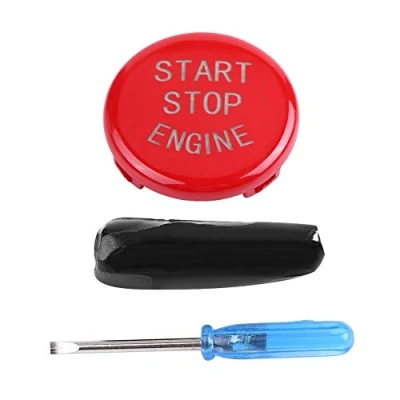 Image of Car Engine Start Button, One key Stop Button Ignition Switch Cover with Screwdriver &amp; Clay(Red)