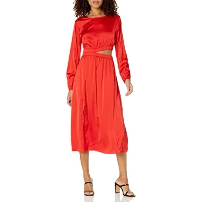 Image of The Drop Women&#039;s Jacob Long Sleeve Cutout Midi Dress, Red, XL