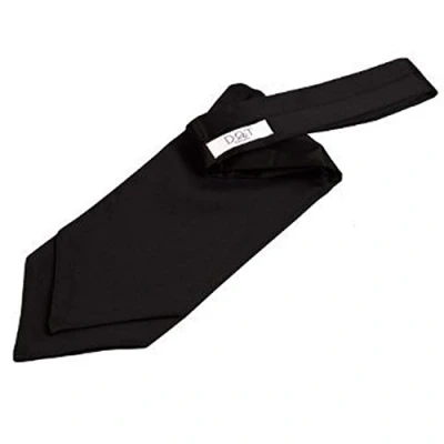Image of DQT Plain Satin Wedding Self Tie Ascot Cravat for Men Black