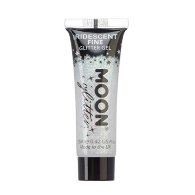 Image of Iridescent Fine Face &amp; Body Glitter Gel by Moon White Cosmetic Festival Paint for Face, Body, Hair, Nails 12ml