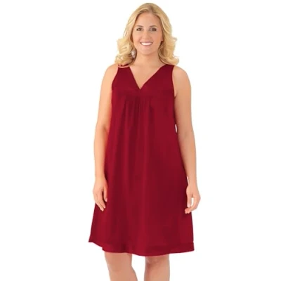 Image of EXQUISITE FORM Women&#039;s Sleepwear Short Gown Nightgown, Sangria, S