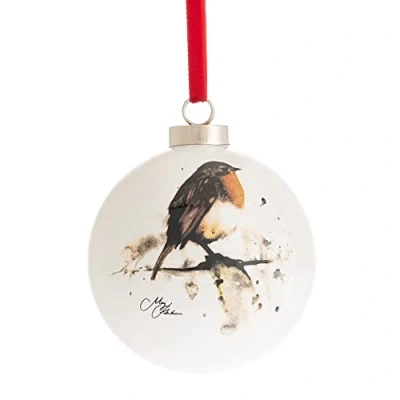 Image of Meg Hawkins Ceramic Christmas Bauble 8cm Robin