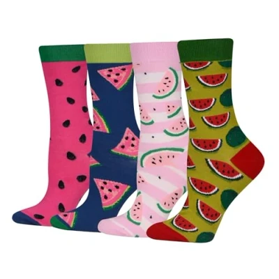 Image of Cansok Women Fruit Watermelon Socks Gifts Novelty Dress Crew (Watermelon 4 pairs)