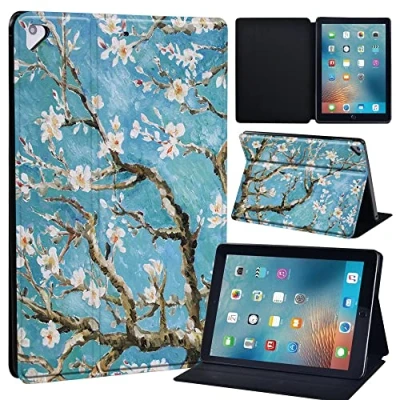 Image of Leather slim lightweight Stand Cover Folio Case for Apple New iPad 9.7 2018 2017(6th Gen, 5th Gen)/iPad Air 2/iPad Air/iPad Pro Tablet with Auto Wake/Sleep (tree)