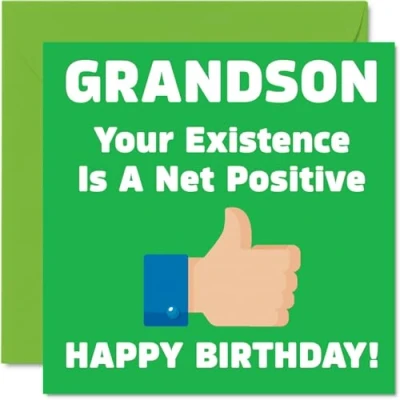 Image of Funny Birthday Cards for Grandson Your Existence Joke Happy Card from Grandad Nanny Grandma, Banter Gifts, 145mm x Rude Greeting