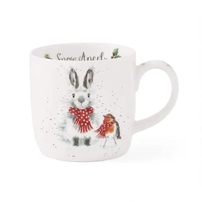 Image of Wrendale Designs &#039;Snow Angel&#039; Rabbit &amp; Robin Mug