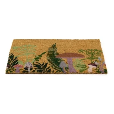 Image of Mushroom Doormat Rectangular Entrance Toadstool Welcome Door Mat Non slip PVC Backed Natural Coir 60x40cm
