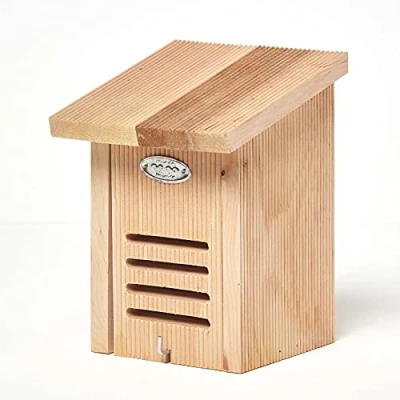 Image of HOMESCAPES Ladybird House for Garden Solid Wood Insect Hotel Fence or Trees Crafted from Treated Alder Ready Assembled with Door and Sloping Roof