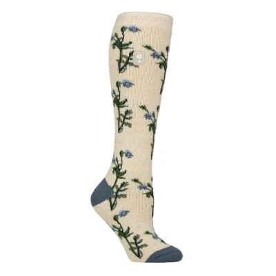 Image of Women&#039;s 1 Pair SOCKSHOP Heat Holders 1.6 TOG Lite RHS The Royal Horticultural Society Thermal Wellington Boot Socks Foliage Oat 4 8