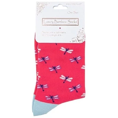 Image of Joe Davies Luxury Equilibrium Bamboo Socks One Size Pair UK 3 7 Dragonfly Pink
