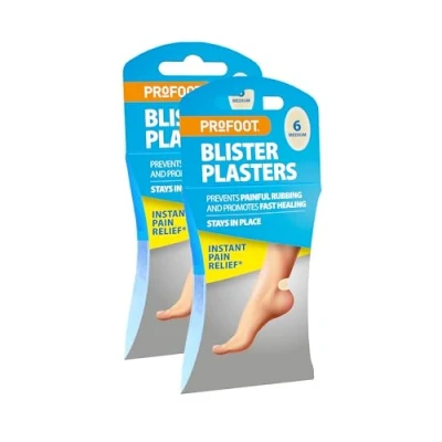 Image of Profoot Blister Plasters 6 Medium Hydrocolloid Based Ideal for Painful Blisters Prevents Rubbing Instant Pain Relief Stays in Place (2 Pack)