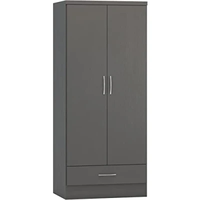 Image of Seconique Nevada 2 Door 1 Drawer Wardrobe in 3D Effect Grey