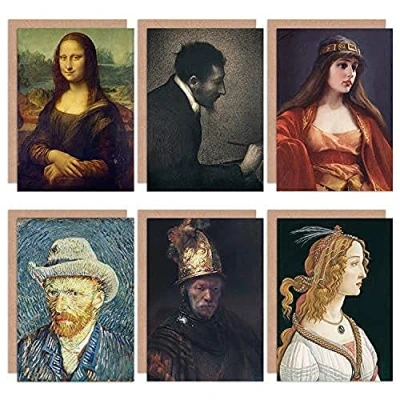 Image of Artery8 Botticelli Rembrandt Van Gogh Falero Seurat Da Vinci Mixed Fine Art Greeting Card Pack of 6