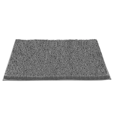 Image of Crystals Non Slip Chenille TOILET &amp; Bath Mat Set, Super Soft Absorbent, Quick Dry Plush Bathroom Rugs, Machine Washable U Shape Rectangle Mats, 50x50cm, 45x70cm (1, CHARCOAL MAT)