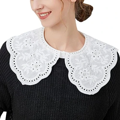 Image of LoudSung Fake Collar Detachable Half Shirt Blouse False Lace Shawl Elegant Design for Women Girls