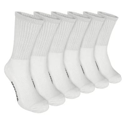 Image of 6 Pair Multipack Boys Bamboo Sport Socks Sock Snob Breathable Crew Kids White PE (8 11 Years, White)