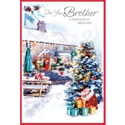 Image of Brother Christmas Card Snow Scene Street Size: 7.5&quot; x 5.25&quot; (C50 a)