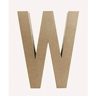 Image of Décopatch Ref AC416O Papier Maché Alphabet Funny Lowercase Letter &quot;W&quot; Fun to Decorate Using Papers, Glue &amp; Varnish, 5 x 22 23cm Brown