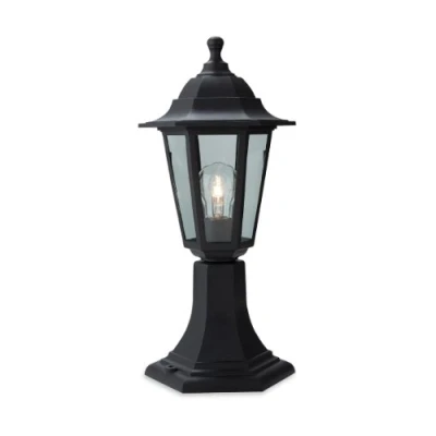 Image of Firstlight 1 x E27 60 Watt IP44 Malmo Lantern Pillar, Black Resin