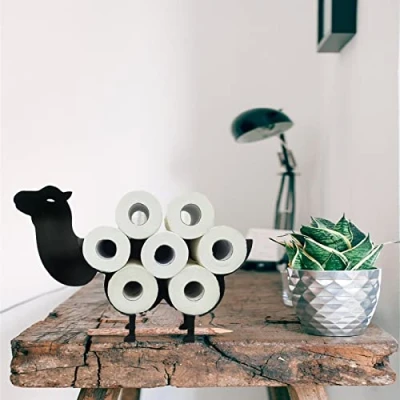 Image of Novelty Toilet Paper Roll Holder, Animal Camel Towel Rack,Free Standing Bathroom Tissue Storage ,Large Capacity Holder for Washroom Rack Organization (Camel)