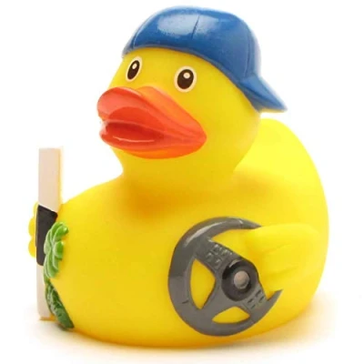 Image of Duckshop I Bath Duck Driver Squeaky Ducks L: 8 cm Includes Keyring in Set