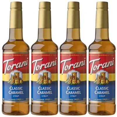 Image of Torani Coffee Syrups for Coffee, Deliciously Flavoured Drinks, Gift Set &amp; Gifts (4 x 750ml (Pack of 4), Caramel)