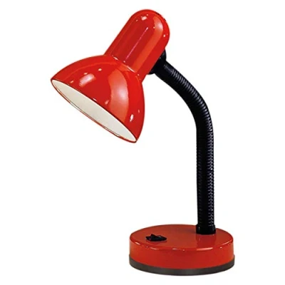 Image of EGLO Desk lamp Basic, bedside table light made of steel and red plastic, children’s bedroom lighting with E27 socket