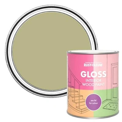 Image of Rust Oleum Green Interior Wood Paint in Gloss Finish Sage 750ml