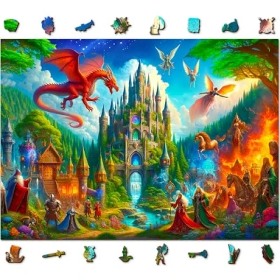 Image of WOODEN.CITY Enchanted Tales: Wooden Jigsaw Puzzles for Adults, 1000 Pieces Set with 100 Whimsies, Unique Adults Premium Quality Jigsaws