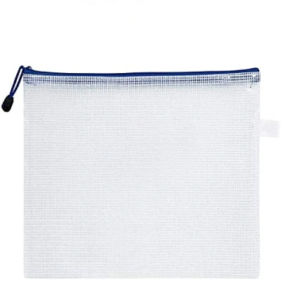 Image of Plastic Wallets File Folder Document Mesh Zipper Bags A3 Zip Bag White