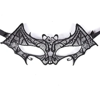 Image of The Tie Co Black Lace Masquerade Halloween Carnival Fancy Dress Party Eye Mask (Choose) (Black Bat)