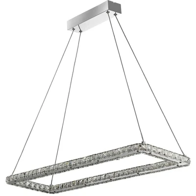 Image of Clover Rectangular Pendant Chrome, Clear Glass