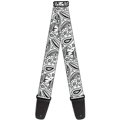 Image of Buckle Down Guitar Strap Floral Paisley3 White Black 2 Inches Wide