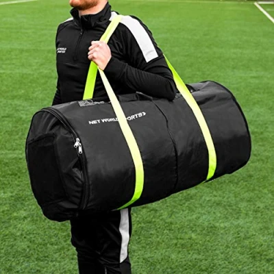 Image of Football Net Carry Bag Stores 2 Full Size Goal Nets Side Pockets for Accessories Black