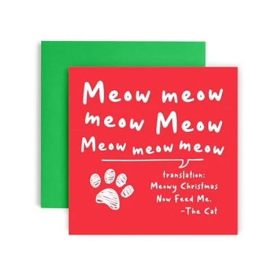Image of Huxters Funny Christmas Cards From the Cat for Women and her Happy him Holiday Mum Dad
