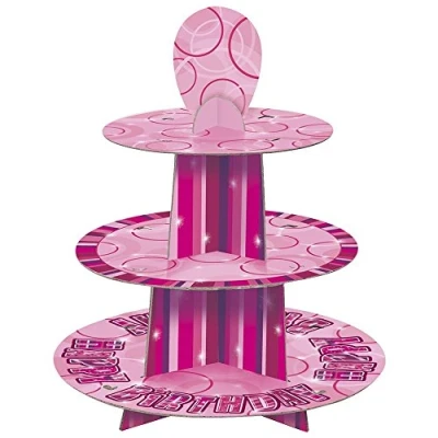 Image of Unique Party 55401 Customisable Glitz Pink Cupcake Stand