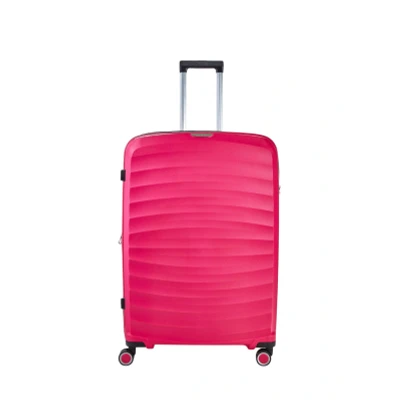 Image of Infinity Leather Pink Cabin Suitcase 54 x 40 22 cm Classic Hard Shell Luggage Suitable for Easyjet, Ryanair, Jet 2 Paid Carry on