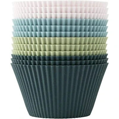Image of Lesipee Cupcake Moulds, Muffin Silicone Baking Standard Moulds for Muffins, 4 Colours, Set of 12, Reusable BPA Free Cakes and Pudding (Set 12 Moulds)