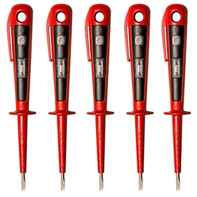 Image of H+H Werkzeug 45400 5 x Euro Rifer/Voltage Tester/Phase Tester up to 250 V GS Tested According VDE 0680 Made in Germany Red/Black 150 mm