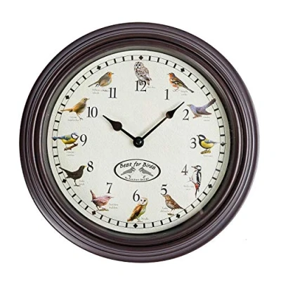 Image of HOMESCAPES Bird Song Wall Clock with 12 Images Sounds on the Hour