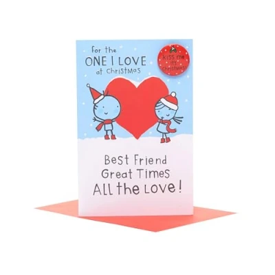 Image of UK Greetings Christmas Card for The One I Love Badge Design