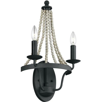 Image of Feiss Nori Candle Wall Lamp Dark Weathered Zinc with Driftwood Grey