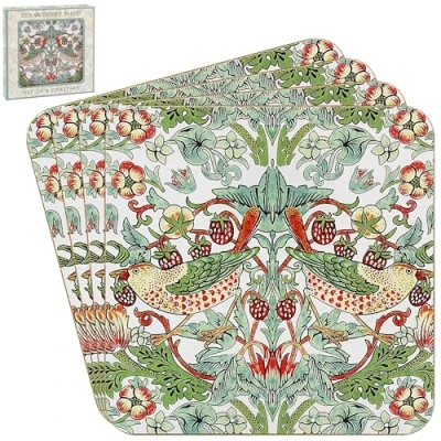 Image of The Leonardo Collection William Morris Strawberry Thief Coasters Set of 4 For Office Home &amp; Kitchen Lovely Coaster Decorative Accessories Drinks Tea Coffee