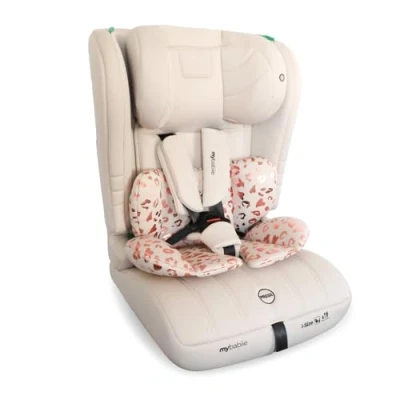 Image of My Babiie MBCS50 Toddler to Booster R129 Child Car Seat 5 Point Harness, 76 150cm (Approx. 9 36kg, 15 Months 12 Years), i Size, Group 1/2/3, Adjustable, Forward Facing Pink