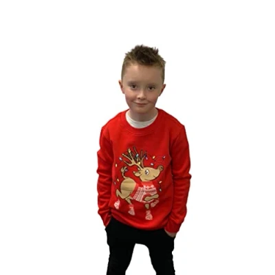 Image of Arizona Klub Kids Christmas Jumper (UK, Age, 5 Years, 6 Regular, RED DANCING REINDEER)