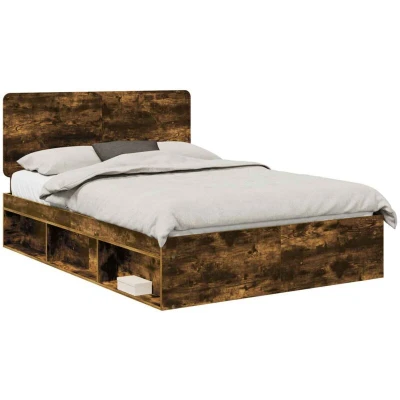 Image of vidaXL Bed Frame Smoked Oak 150 x 200 cm Solid Pine Wood