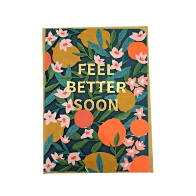 Image of Paper Cut Art Feel Better Soon Floral Get Well Greeting Card by Alljoy Cards AL120