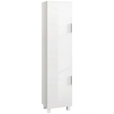 Image of HOMCOM Tall Bathroom Cabinet, Freestanding Storage Cabinet with Adjustable Shelves and Double Doors