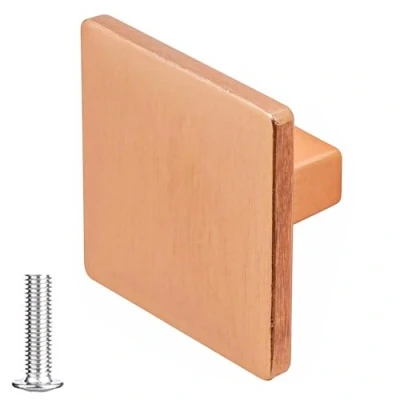 Image of Decoranddecor Calla Square Cabinet Knob Door Pull Handle Kitchen Cupboard Furniture Drawer (1 Pack, Matt Rose)